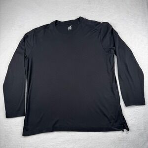 Raffi Long Sleeve Shirt Mens XL Black 100% Cotton Crew Neck Side Slit Luxury Tee